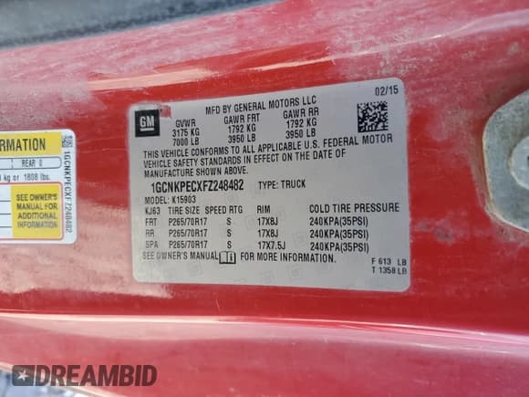 ✅ 2015 Chevrolet Silverado 1500 Work Truck • VIN: 1GCNKPECXFZ248482 • Лот: 46659395. Опубликован ранее на Copart с пробегом 207 386 миль. Бесплатный доступ к архиву аукционных продаж из США и подробный отчёт об истории автомобиля на DreamBid. Изображение 12.