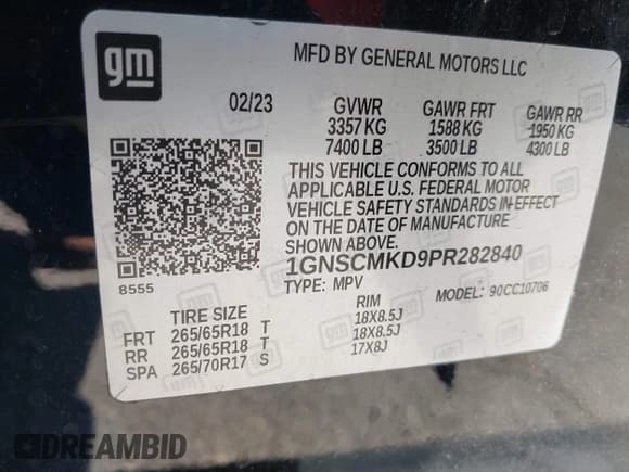 ✅ 2023 Chevrolet Tahoe LS • VIN: 1GNSCMKD9PR282840 • Lot: 41904280. Wystawiony na IAAI z przebiegiem 73 298 mil. Bezpłatny archiwum sprzedaży aukcyjnych z USA i szczegółowy raport historii pojazdu na DreamBid. Zdjęcie 9.