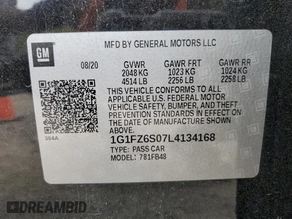 ✅ 2020 Chevrolet Bolt EV Premier • VIN: 1G1FZ6S07L4134168 • Lot: 71165934. Wystawiony na Copart z przebiegiem 85 673 mil. Bezpłatny archiwum sprzedaży aukcyjnych z USA i szczegółowy raport historii pojazdu na DreamBid. Zdjęcie 13.