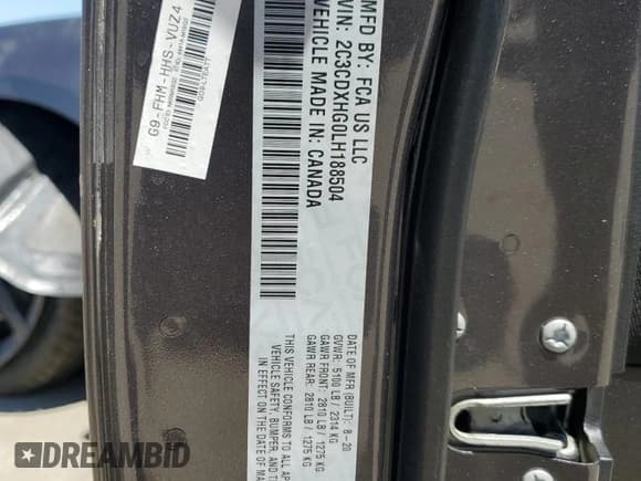 ✅ 2020 Dodge Charger GT • VIN: 2C3CDXHG0LH188504 • Lot: 65352165. Listed on Copart with 77,114 mi. Free auction sales archive from the USA and detailed vehicle history report at DreamBid. Image 12.