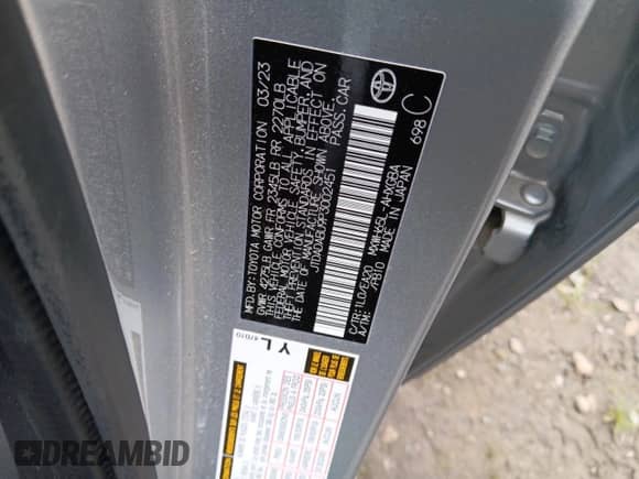 2023 Toyota Prius LE with VIN JTDADABU9P3002451, listed as a Copart auction lot 80668485 with 16,977 mi miles and Salvage title. Bid and sale history available at DreamBid. Image 12.