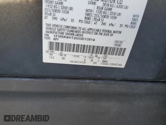 ✅ 2016 Ford Explorer Platinum • VIN: 1FM5K8HT2GGD13514 • Лот: 73384734. Опубликован ранее на Copart с пробегом 135 975 миль. Бесплатный доступ к архиву аукционных продаж из США и подробный отчёт об истории автомобиля на DreamBid. Изображение 14.