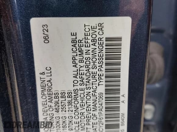 ✅ 2023 Honda Accord EX-L • VIN: 1HGCY2F61PA047069 • Lot: 90332205. Wystawiony na Copart z przebiegiem Nie podano. Bezpłatny archiwum sprzedaży aukcyjnych z USA i szczegółowy raport historii pojazdu na DreamBid. Zdjęcie 12.