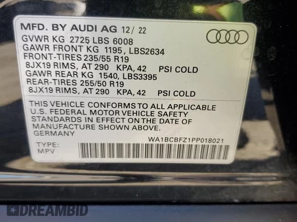 ✅ 2023 Audi Q4 e-tron Premium Plus • VIN: WA1BCBFZ1PP018021 • Lot: 67802645. Wystawiony na Copart z przebiegiem 29 507 mil. Bezpłatny archiwum sprzedaży aukcyjnych z USA i szczegółowy raport historii pojazdu na DreamBid. Zdjęcie 14.