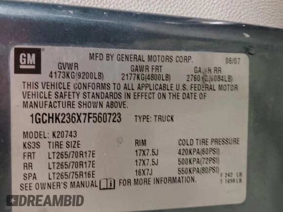 ✅ 2007 Chevrolet Silverado 2500HD 2LT • VIN: 1GCHK236X7F560723 • Лот: 68565425. Опубликован ранее на Copart с пробегом 285 139 миль. Бесплатный доступ к архиву аукционных продаж из США и подробный отчёт об истории автомобиля на DreamBid. Изображение 13.