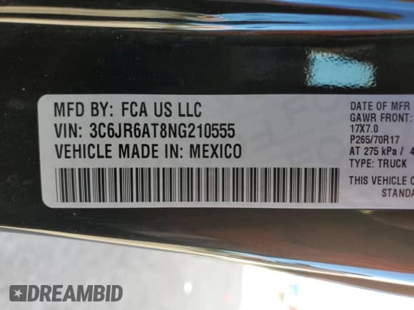2022 Ram 1500 Express z VIN 3C6JR6AT8NG210555, wystawiony jako Copart lot #86509965 z przebiegiem 18 473 mil mil oraz Czysty tytuł • Clean title. Historia ofert i sprzedaży dostępna na DreamBid. Obrazek 13.