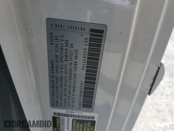 ✅ 2008 Volkswagen R32 • VIN: WVWKC71K88W255951 • Lot: 64763935. Wystawiony na Copart z przebiegiem 157 431 mil. Bezpłatny archiwum sprzedaży aukcyjnych z USA i szczegółowy raport historii pojazdu na DreamBid. Zdjęcie 12.