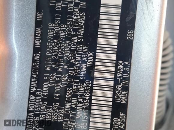 ✅ 2008 Toyota Tundra • VIN: 5TBBT54118S464920 • Lot: 80907345. Wystawiony na Copart z przebiegiem 238 147 mil. Bezpłatny archiwum sprzedaży aukcyjnych z USA i szczegółowy raport historii pojazdu na DreamBid. Zdjęcie 12.