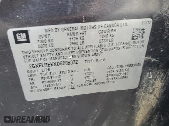 ✅ 2013 GMC Terrain SLE • VIN: 2GKFLREKXD6206072 • Lot: 84014025. Wystawiony na Copart z przebiegiem 159 470 mil. Bezpłatny archiwum sprzedaży aukcyjnych z USA i szczegółowy raport historii pojazdu na DreamBid. Zdjęcie 13.