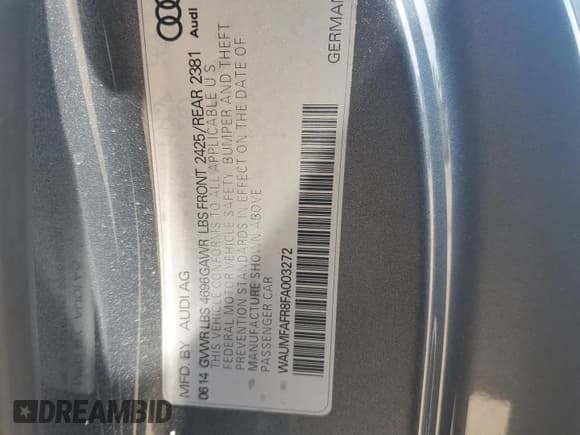 ✅ 2015 Audi A5 Premium Plus • VIN: WAUMFAFR8FA003272 • Lot: 67688315. Wystawiony na Copart z przebiegiem 68 549 mil. Bezpłatny archiwum sprzedaży aukcyjnych z USA i szczegółowy raport historii pojazdu na DreamBid. Zdjęcie 12.