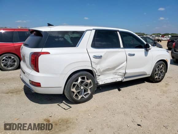 2022 Hyundai Palisade Calligraphy with VIN KM8R74HE0NU420346, listed as a Copart auction lot 84236605 with 56,924 mi miles and Salvage title. Bid and sale history available at DreamBid. Image 3.