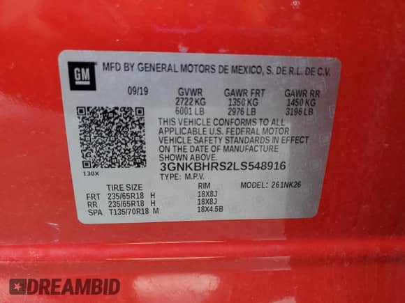 2020 Chevrolet Blazer LT z VIN 3GNKBHRS2LS548916, wystawiony jako Copart lot #70776795 z przebiegiem 67 881 mil mil oraz Szkoda całkowita • Salvage title. Historia ofert i sprzedaży dostępna na DreamBid. Obrazek 14.