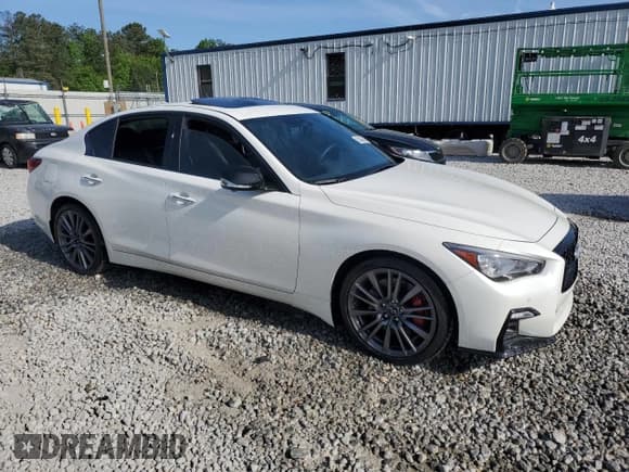 ✅ 2023 Infiniti Q50 Red Sport 400 • VIN: JN1FV7DP5PM570593 • Lot: 52403665. Listed on Copart with 12,261 mi. Free auction sales archive from the USA and detailed vehicle history report at DreamBid. Image 4.