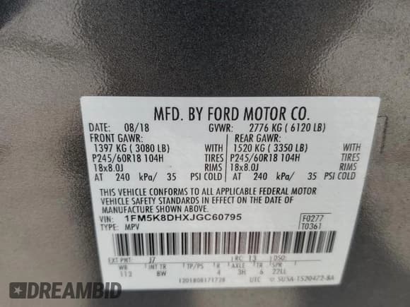 ✅ 2018 Ford Explorer XLT • VIN: 1FM5K8DHXJGC60795 • Lot: 93384275. Wystawiony na Copart z przebiegiem 99 538 mil. Bezpłatny archiwum sprzedaży aukcyjnych z USA i szczegółowy raport historii pojazdu na DreamBid. Zdjęcie 13.