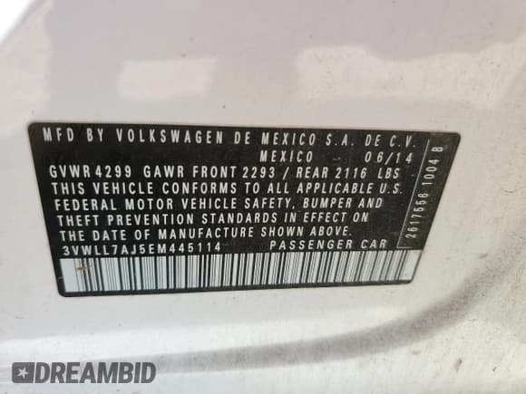 ✅ 2014 Volkswagen Jetta TDI • VIN: 3VWLL7AJ5EM445114 • Лот: 91517035. Опубликован ранее на Copart с пробегом 114 192 миль. Бесплатный доступ к архиву аукционных продаж из США и подробный отчёт об истории автомобиля на DreamBid. Изображение 12.