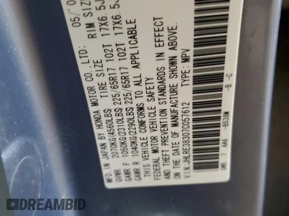 ✅ 2007 Honda CR-V LX • VIN: JHLRE38307C057612 • Lot: 92109505. Listed on Copart with 204,563 mi. Free auction sales archive from the USA and detailed vehicle history report at DreamBid. Image 13.