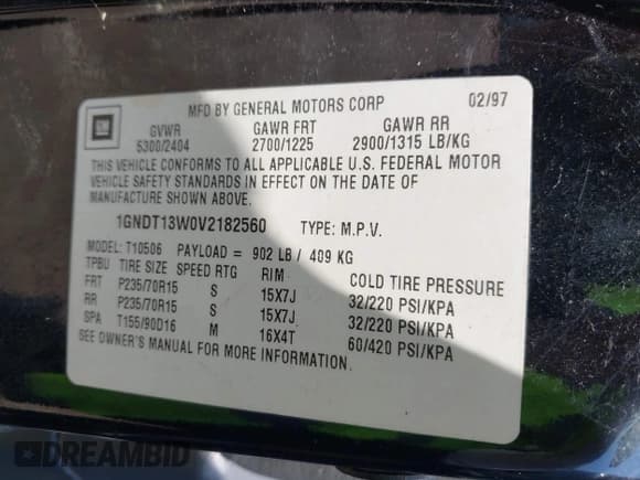 ✅ 1997 Chevrolet Blazer LS • VIN: 1GNDT13W0V2182560 • Лот: 42463604. Опубликован ранее на IAAI с пробегом 106 543 миль. Бесплатный доступ к архиву аукционных продаж из США и подробный отчёт об истории автомобиля на DreamBid. Изображение 9.