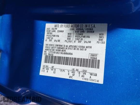 ✅ 1999 Ford Ranger XL • VIN: 1FTYR10C1XUB86806 • Лот: 43440251. Опубликован ранее на IAAI с пробегом 87 353 миль. Бесплатный доступ к архиву аукционных продаж из США и подробный отчёт об истории автомобиля на DreamBid. Изображение 9.