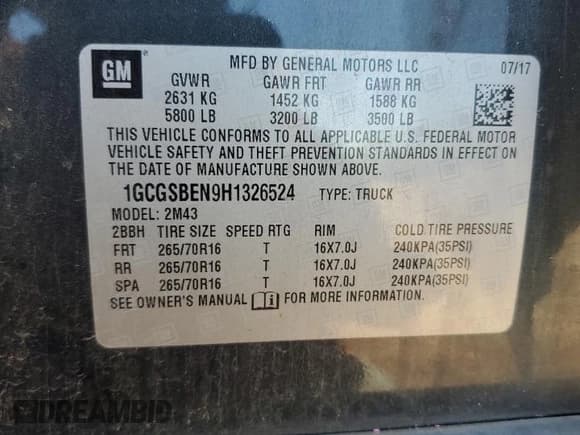 ✅ 2017 Chevrolet Colorado 2WD WT • VIN: 1GCGSBEN9H1326524 • Лот: 76241404. Опубликован ранее на Copart с пробегом 68 096 миль. Бесплатный доступ к архиву аукционных продаж из США и подробный отчёт об истории автомобиля на DreamBid. Изображение 13.