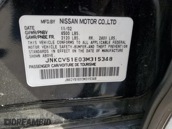 ✅ 2003 Infiniti G35 • VIN: JNKCV51E03M315348 • Lot: 91452505. Wystawiony na Copart z przebiegiem 189 761 mil. Bezpłatny archiwum sprzedaży aukcyjnych z USA i szczegółowy raport historii pojazdu na DreamBid. Zdjęcie 12.