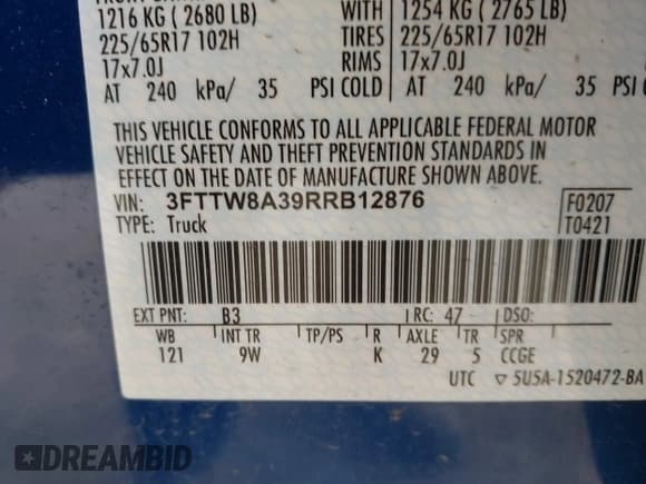 ✅ 2024 Ford Maverick XL • VIN: 3FTTW8A39RRB12876 • Lot: 43658934. Listed on IAAI with 14,830 mi. Free auction sales archive from the USA and detailed vehicle history report at DreamBid. Image 9.