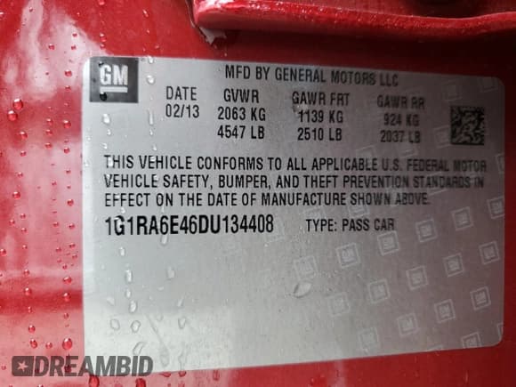 ✅ 2013 Chevrolet Volt • VIN: 1G1RA6E46DU134408 • Lot: 72382794. Wystawiony na Copart z przebiegiem 52 969 mil. Bezpłatny archiwum sprzedaży aukcyjnych z USA i szczegółowy raport historii pojazdu na DreamBid. Zdjęcie 14.