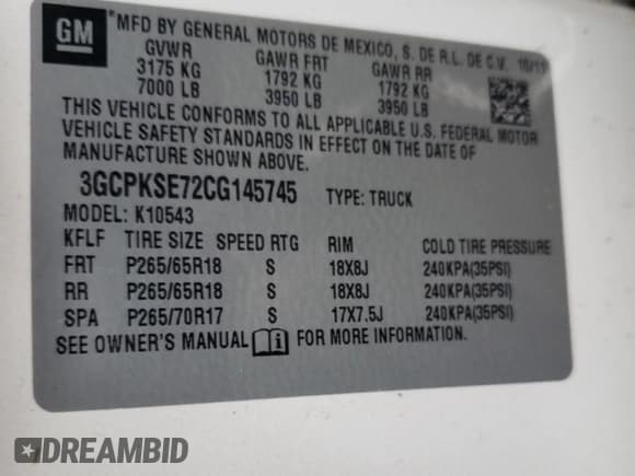 ✅ 2012 Chevrolet Silverado 1500 LT • VIN: 3GCPKSE72CG145745 • Lot: 60771214. Listed on Copart with Not provided. Free auction sales archive from the USA and detailed vehicle history report at DreamBid. Image 13.