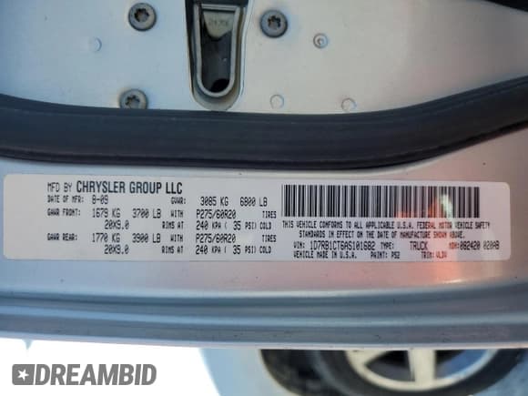 ✅ 2010 Dodge 1500 SLT • VIN: 1D7RB1CT6AS101682 • Lot: 43105495. Wystawiony na Copart z przebiegiem 158 848 mil. Bezpłatny archiwum sprzedaży aukcyjnych z USA i szczegółowy raport historii pojazdu na DreamBid. Zdjęcie 12.