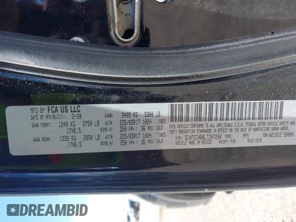 ✅ 2020 Dodge Journey SE Value • VIN: 3C4PDCAB8LT207294 • Лот: 42448754. Опубликован ранее на IAAI с пробегом 119 320 миль. Бесплатный доступ к архиву аукционных продаж из США и подробный отчёт об истории автомобиля на DreamBid. Изображение 9.