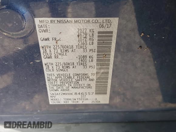 ✅ 2017 Nissan Rogue S • VIN: 5N1AT2MVXHC846557 • Лот: 42629173. Опубликован ранее на IAAI с пробегом 75 384 миль. Бесплатный доступ к архиву аукционных продаж из США и подробный отчёт об истории автомобиля на DreamBid. Изображение 9.