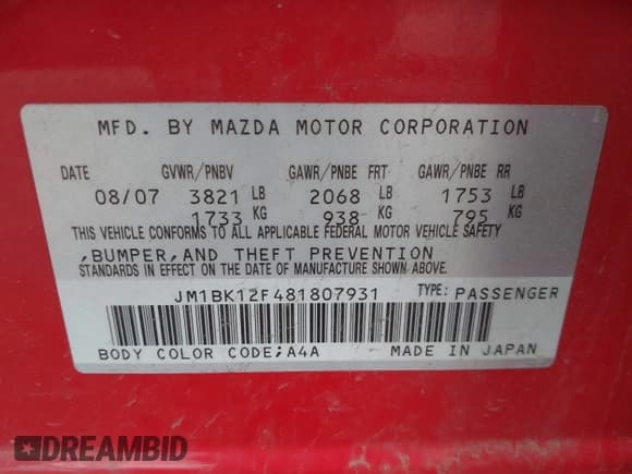 ✅ 2008 Mazda 3 Sport • VIN: JM1BK12F481807931 • Lot: 42331550. Wystawiony na IAAI z przebiegiem 203 689 mil. Bezpłatny archiwum sprzedaży aukcyjnych z USA i szczegółowy raport historii pojazdu na DreamBid. Zdjęcie 9.