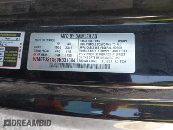 ✅ 2009 Smart fortwo Pure • VIN: WMEEJ31X69K331684 • Lot: 41770804. Wystawiony na IAAI z przebiegiem 112 611 mil. Bezpłatny archiwum sprzedaży aukcyjnych z USA i szczegółowy raport historii pojazdu na DreamBid. Zdjęcie 9.