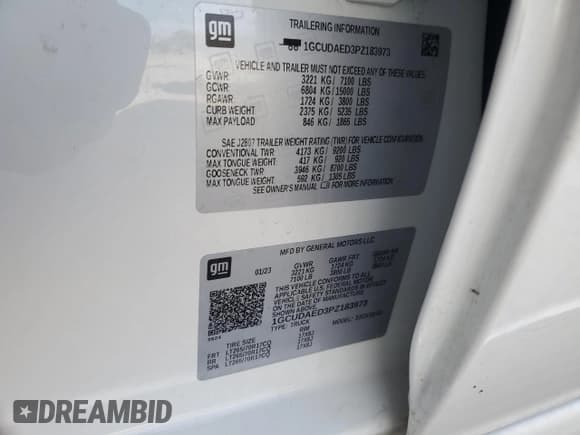 ✅ 2023 Chevrolet Silverado 1500 Work Truck • VIN: 1GCUDAED3PZ183973 • Лот: 92369015. Опубликован ранее на Copart с пробегом 66 196 миль. Бесплатный доступ к архиву аукционных продаж из США и подробный отчёт об истории автомобиля на DreamBid. Изображение 12.