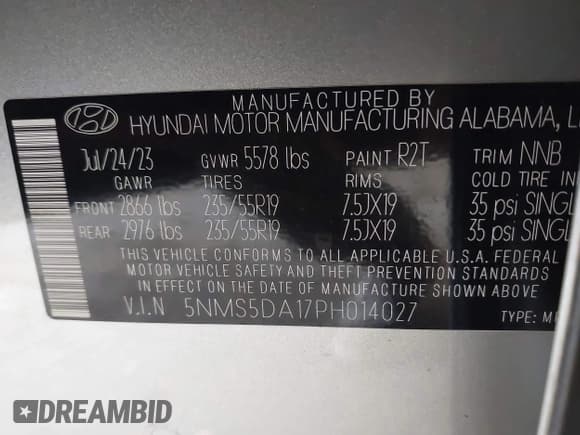 ✅ 2023 Hyundai Santa Fe Limited • VIN: 5NMS5DA17PH014027 • Lot: 43106357. Wystawiony na IAAI z przebiegiem 37 456 mil. Bezpłatny archiwum sprzedaży aukcyjnych z USA i szczegółowy raport historii pojazdu na DreamBid. Zdjęcie 9.