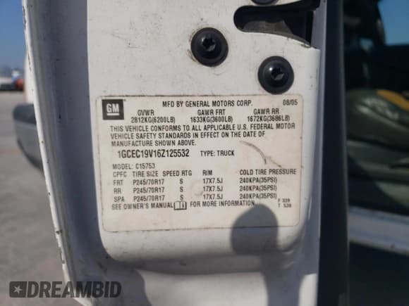 ✅ 2006 Chevrolet Silverado 1500 Work Truck • VIN: 1GCEC19V16Z125532 • Лот: 77407724. Опубликован ранее на Copart с пробегом 254 308 миль. Бесплатный доступ к архиву аукционных продаж из США и подробный отчёт об истории автомобиля на DreamBid. Изображение 14.