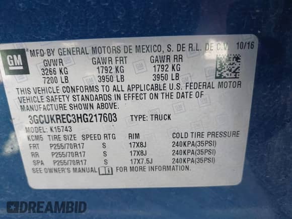 2017 Chevrolet Silverado 1500 LT с VIN 3GCUKREC3HG217603, выставлен на аукционе IAAI как лот 42976100 с пробегом 130 995 миль миль и . История ставок и продаж доступна на DreamBid. Изображение 9.