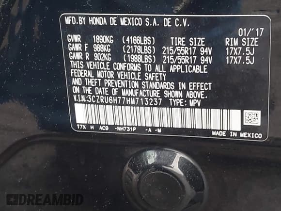 ✅ 2017 Honda HR-V EX-L • VIN: 3CZRU6H77HM713237 • Lot: 43420589. Wystawiony na IAAI z przebiegiem 91 370 mil. Bezpłatny archiwum sprzedaży aukcyjnych z USA i szczegółowy raport historii pojazdu na DreamBid. Zdjęcie 9.