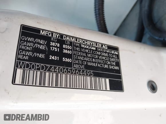 ✅ 2006 Dodge Sprinter • VIN: WD0PD744065964495 • Лот: 42820890. Опубликован ранее на IAAI с пробегом 236 132 миль. Бесплатный доступ к архиву аукционных продаж из США и подробный отчёт об истории автомобиля на DreamBid. Изображение 9.