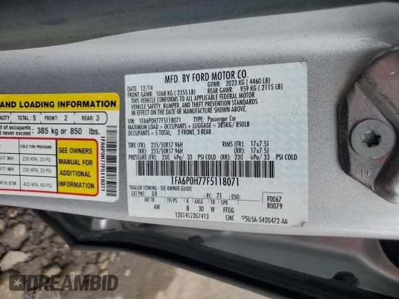 ✅ 2015 Ford Fusion SE • VIN: 1FA6P0H77F5118071 • Lot: 85257545. Listed on Copart with 160,687 mi. Free auction sales archive from the USA and detailed vehicle history report at DreamBid. Image 12.