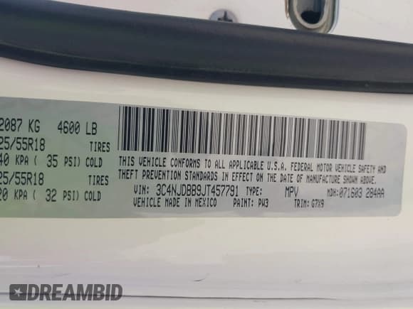 ✅ 2018 Jeep Compass Latitude • VIN: 3C4NJDBB9JT457791 • Lot: 43026669. Listed on IAAI with 103,309 mi. Free auction sales archive from the USA and detailed vehicle history report at DreamBid. Image 9.