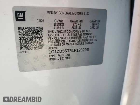 2020 Chevrolet Malibu LT с VIN 1G1ZD5ST5LF123206, выставлен на аукционе Copart как лот 62957155 с пробегом 92 470 миль миль и Списание • Salvage title. История ставок и продаж доступна на DreamBid. Изображение 13.