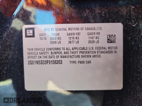 ✅ 2015 Cadillac XTS Luxury • VIN: 2G61N5S33F9158263 • Lot: 81717255. Listed on Copart with 68,037 mi. Free auction sales archive from the USA and detailed vehicle history report at DreamBid. Image 12.