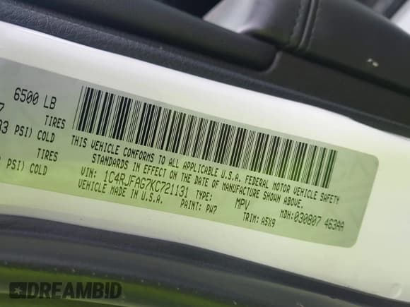 ✅ 2019 Jeep Grand Cherokee Upland • VIN: 1C4RJFAG7KC721131 • Lot: 42177456. Listed on IAAI with 97,612 mi. Free auction sales archive from the USA and detailed vehicle history report at DreamBid. Image 9.