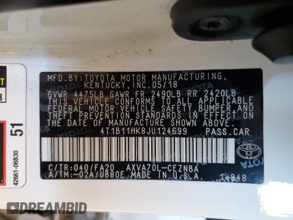 ✅ 2018 Toyota Camry LE • VIN: 4T1B11HK8JU124699 • Lot: 82579445. Wystawiony na Copart z przebiegiem 132 290 mil. Bezpłatny archiwum sprzedaży aukcyjnych z USA i szczegółowy raport historii pojazdu na DreamBid. Zdjęcie 12.