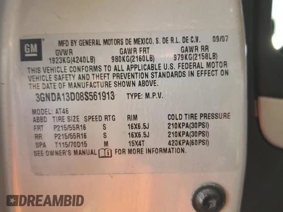 ✅ 2008 Chevrolet HHR LS • VIN: 3GNDA13D08S561913 • Lot: 87645225. Listed on Copart with 90,890 mi. Free auction sales archive from the USA and detailed vehicle history report at DreamBid. Image 12.