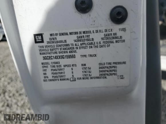 ✅ 2006 Chevrolet Silverado 1500 Work Truck • VIN: 3GCEC14XX6G159560 • Лот: 91887405. Опубликован ранее на Copart с пробегом 215 084 миль. Бесплатный доступ к архиву аукционных продаж из США и подробный отчёт об истории автомобиля на DreamBid. Изображение 12.