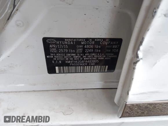 ✅ 2015 Hyundai Azera Limited • VIN: KMHFH4JG4FA483805 • Лот: 42174912. Опубликован ранее на IAAI с пробегом 45 903 миль. Бесплатный доступ к архиву аукционных продаж из США и подробный отчёт об истории автомобиля на DreamBid. Изображение 9.