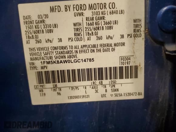 ✅ 2020 Ford Police Interceptor Utility • VIN: 1FM5K8AW0LGC14785 • Лот: 93094775. Опубликован ранее на Copart с пробегом 129 131 миль. Бесплатный доступ к архиву аукционных продаж из США и подробный отчёт об истории автомобиля на DreamBid. Изображение 13.