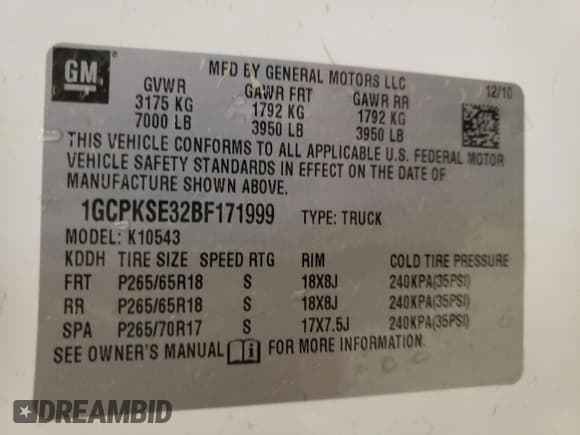 ✅ 2011 Chevrolet Silverado 1500 LT • VIN: 1GCPKSE32BF171999 • Lot: 76516654. Listed on Copart with 115,826 mi. Free auction sales archive from the USA and detailed vehicle history report at DreamBid. Image 14.