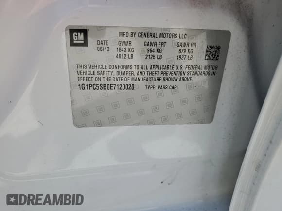 ✅ 2014 Chevrolet Cruze 1LT • VIN: 1G1PC5SB0E7120020 • Lot: 80328715. Wystawiony na Copart z przebiegiem 121 638 mil. Bezpłatny archiwum sprzedaży aukcyjnych z USA i szczegółowy raport historii pojazdu na DreamBid. Zdjęcie 13.